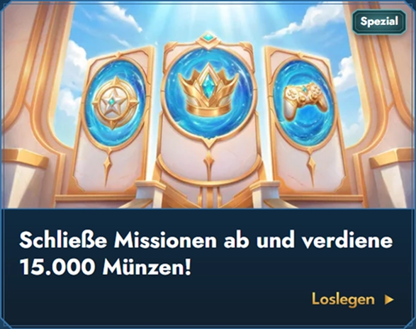bonus-3 Missionen Belohnung 15.000 Münzen Krone Controller