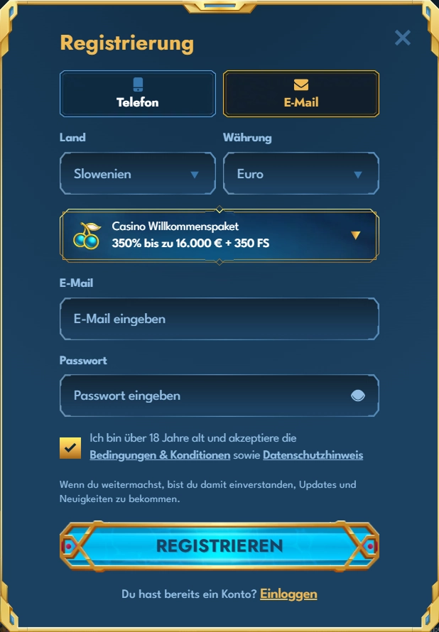 registration-2 Casea Registrierung Slowenien Euro E-Mail Passwort